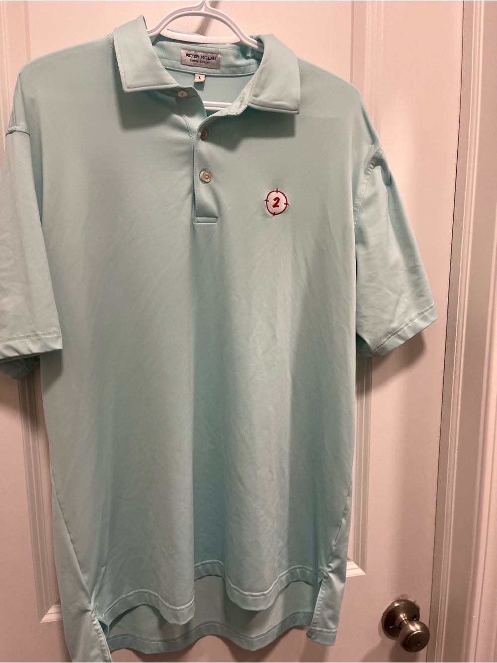 Peter Millar Men's Mint Green golf polo Shirt with 2 and Omaha logo